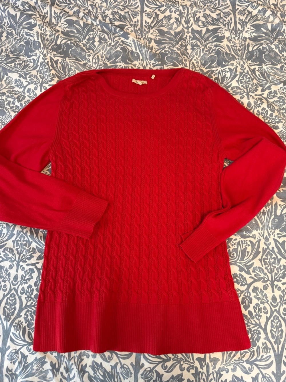 Barbour Red Cable-Knit Crewneck Sweater sz 14 Prudhoe style - Picture 1 of 5